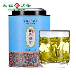 天福茗茶 绿茶 2024新茶 江苏茅山雀舌茶叶雨前茶 罐装袋装散装100g