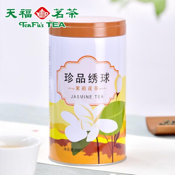 天福茗茶 珍品绣球龙珠茉莉花茶新茶浓香型散装罐装200g