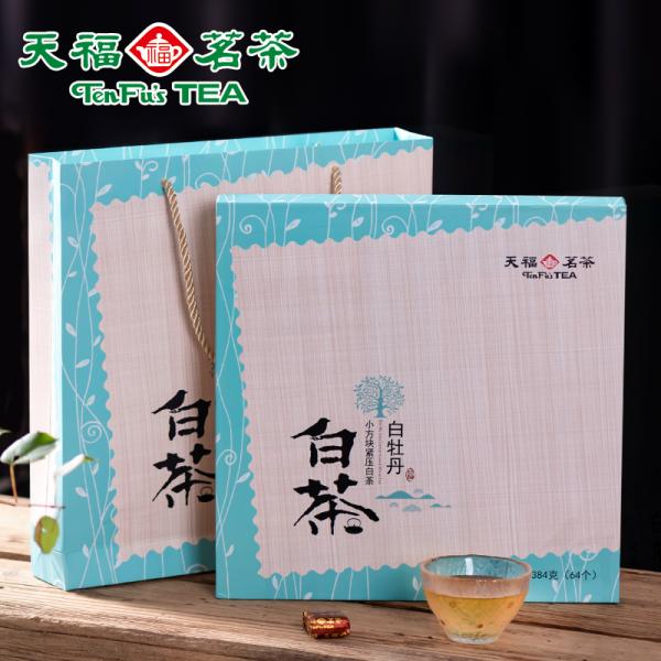 天福茗茶 白牡丹小方块紧压白茶 福鼎白茶礼盒384G