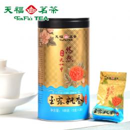 天福茗茶 悠然玉露飘香 茉莉花茶 四川峨眉茶叶罐装100G新品