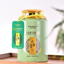 天福茗茶 苏州洞庭碧螺春茶叶瓷罐礼盒装 早春绿茶2024新茶