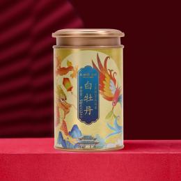 天福茗茶 白牡丹小团饼福鼎白茶饼 紧压白茶 茶叶精美罐装96g